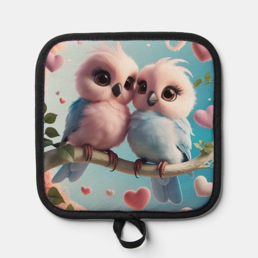 ラブバードリネンホルダー 鍋敷き (正面)