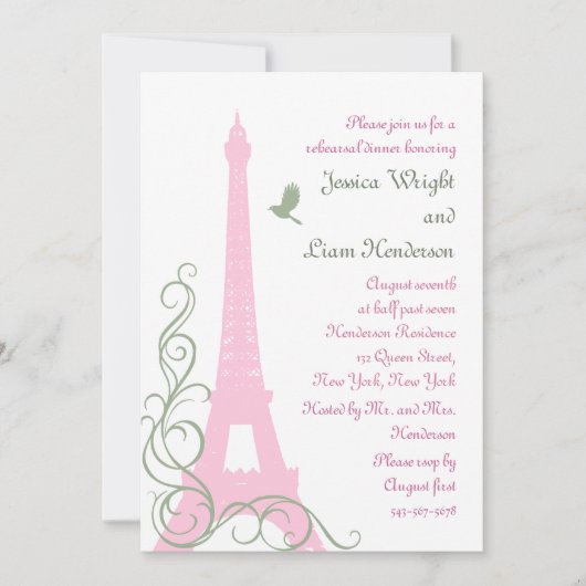 ラブバードリハーサルディナー 招待状 (正面)