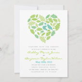 ラブバードリーフ&ハート結婚式招待状 招待状 (正面)