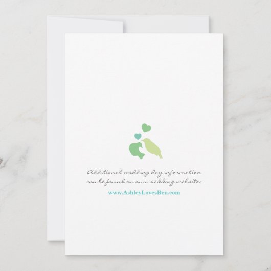 ラブバードリーフ&ハート結婚式招待状 招待状 (裏面)