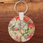 ラブバードヴィンテージアンティークハートラブ キーホルダー (正面)