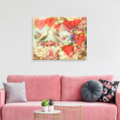 ラブバードヴィンテージアンティークハート キャンバスプリント (インサイチュ (リビング))