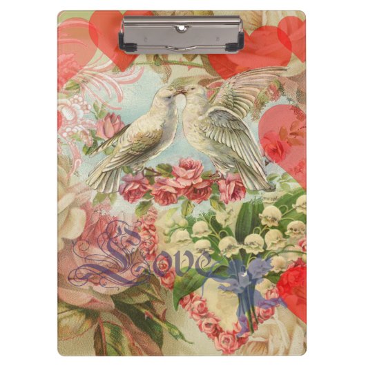 ラブバードヴィンテージアンティークハート クリップボード (正面)