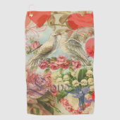 ラブバードヴィンテージアンティークハート ゴルフタオル (正面)