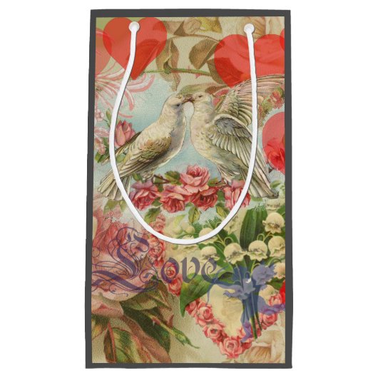 ラブバードヴィンテージアンティークハート スモールペーパーバッグ (正面)