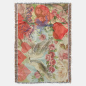 ラブバードヴィンテージアンティークハート スローブランケット (正面縦)