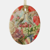 ラブバードヴィンテージアンティークハート セラミックオーナメント (右)