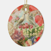 ラブバードヴィンテージアンティークハート セラミックオーナメント (左)