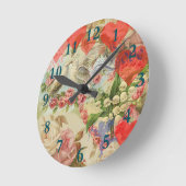 ラブバードヴィンテージアンティークハート ラウンド壁時計 (傾斜)