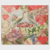 ラブバードヴィンテージアンティークハート ラッピングペーパー (フラット)