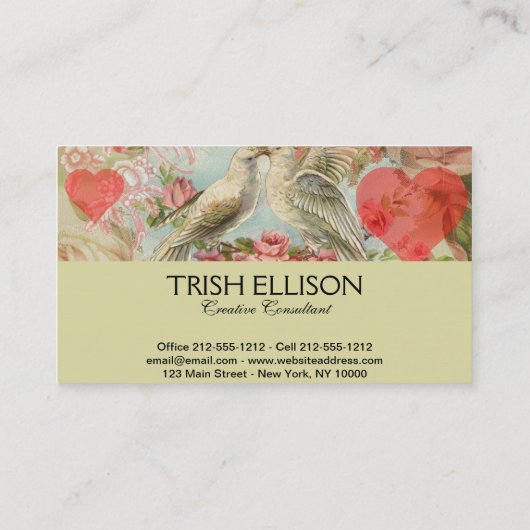 ラブバードヴィンテージアンティークハート 名刺 (裏面)