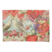 ラブバードヴィンテージアンティークハート 枕カバー (正面)