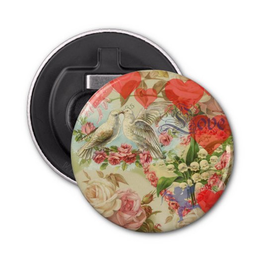 ラブバードヴィンテージアンティークハート 栓抜き (正面)