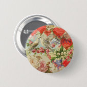 ラブバードヴィンテージアンティークハート 缶バッジ (正面&裏面)