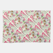 ラブバードヴィンテージバレンタインデーキッチンタオル キッチンタオル (横)