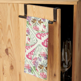 ラブバードヴィンテージバレンタインデーキッチンタオル キッチンタオル