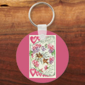ラブバードヴィンテージバレンタインデーキーチェーン キーホルダー (正面)