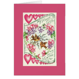 ラブバードヴィンテージバレンタインデーピンクノートカード