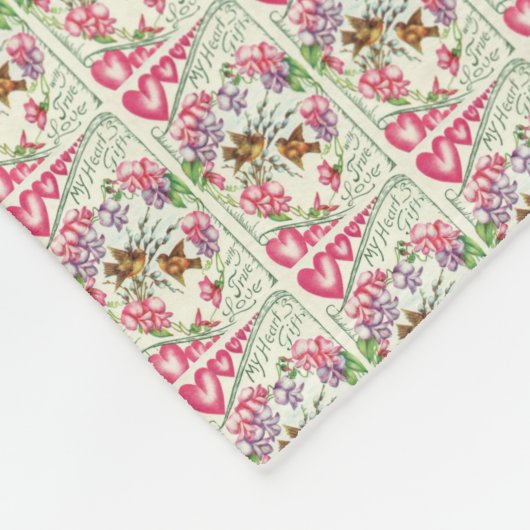 ラブバードヴィンテージバレンタインデーフリースブランケット フリースブランケット (角)