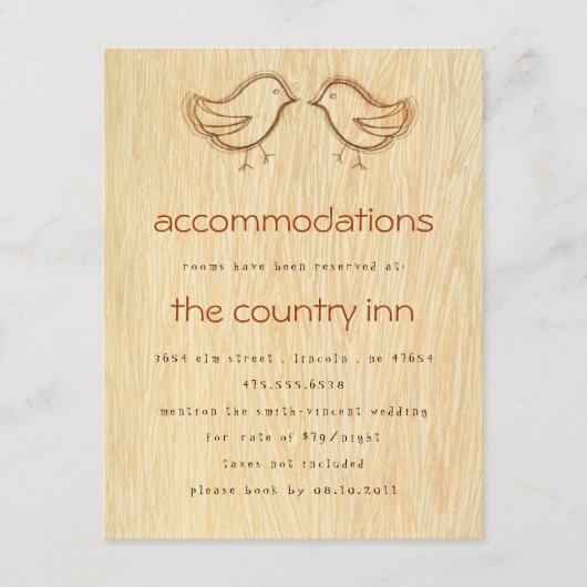 ラブバード付き木こりで情報カードをスケッチ エンクロージャーカード (正面)