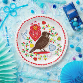 ラブバード刺繍 ペーパープレート (パーティー)