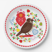 ラブバード刺繍 ペーパープレート (正面)