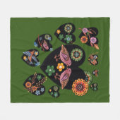 ラブバード北欧フォークアート フリースブランケット (正面(横))