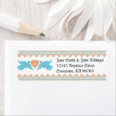 ラブバード差出人住所ラベル – アクア&オレンジ ラベル (インサイチュ)