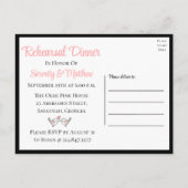 ラブバード愛バードブラック結婚のリハーサルディナー インビテーションポストカード (裏面)