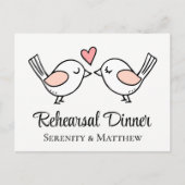 ラブバード愛バードブラック結婚のリハーサルディナー インビテーションポストカード (正面)