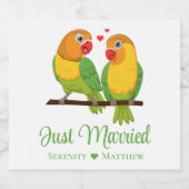 ラブバード愛結婚鳥のたった今結婚しました スパークリングワインラベル (シングルラベル)
