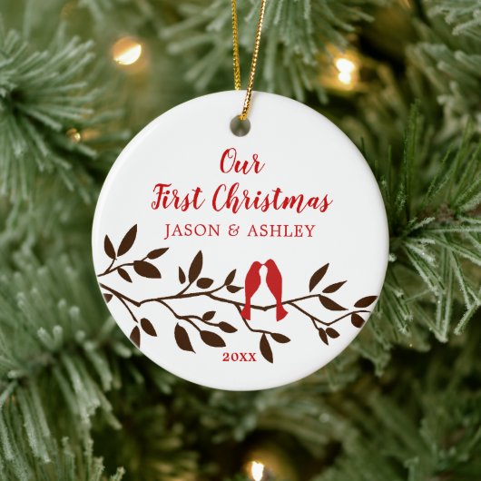 ラブバード我々の初めてのクリスマスオーナメント セラミックオーナメント (ツリー)