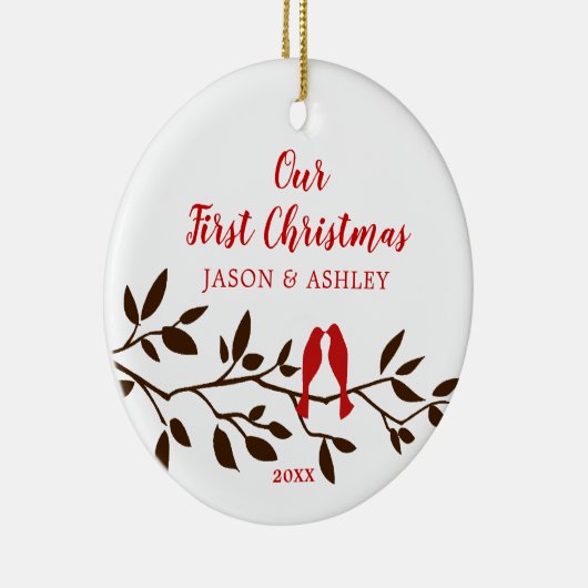 ラブバード我々の初めてのクリスマスオーナメント セラミックオーナメント (右)
