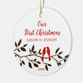 ラブバード我々の初めてのクリスマスオーナメント セラミックオーナメント (左)