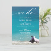 ラブバード我々はタイポグラフィビーチ結婚式 招待状 (スタンド正面)