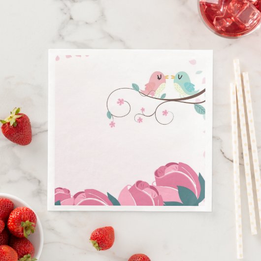 ラブバード春の花紙ナプキン (インサイチュ)