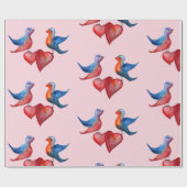 ラブバード水彩鳥包み紙 ラッピングペーパー (フラット)