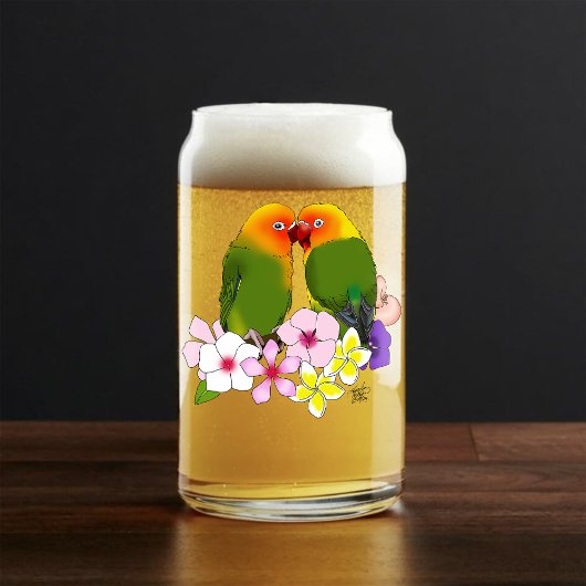 ラブバード熱帯花 ガラス缶