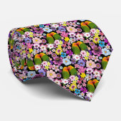 ラブバード熱帯花 ネクタイ (ロール)