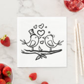 ラブバード白黒結婚ズラブバード スタンダードランチョンナプキン (インサイチュ)