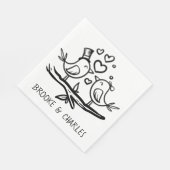 ラブバード白黒結婚ズラブバード スタンダードランチョンナプキン (角)