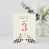 ラブバード結婚のテーブル番号カード ポストカード (スタンド正面)