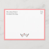 ラブバード結婚ピンクのラブバードのリハーサル インビテーションポストカード (裏面)