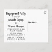 ラブバード結婚白黒婚約パーティ インビテーションポストカード (裏面)