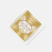 ラブバード結婚金ゴールドのナパーソナライズされたプキン スタンダードカクテルナプキン (角)