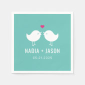 ラブバード編集可能カラー結婚の婚約パーティ スタンダードカクテルナプキン (正面)