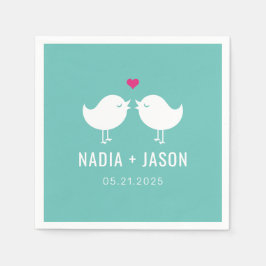 ラブバード編集可能カラー結婚の婚約パーティ スタンダードカクテルナプキン