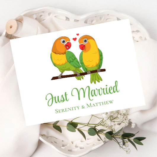 ラブバード自然ラブバードたった今結婚しました結婚ズ 案内ポストカード