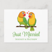 ラブバード自然ラブバードたった今結婚しました結婚ズ 案内ポストカード (正面)