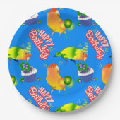 ラブバード誕生祝いバードをテーマにしたパーティー ペーパープレート (正面)